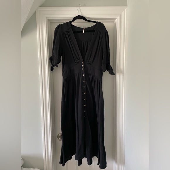 Free People Love Of My Life Midi Dress Black Large - Picture 4 of 9